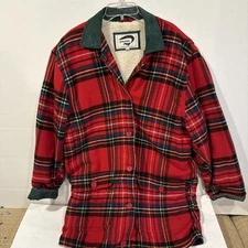 Men’s Vintage Fox Run Plaid Chore Jacket, Christmas, Wool Blend, Large