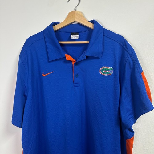 University of Florida Gators UF Mens Nike Polo Shirt 2XL Dri Fit Blue - Picture 2 of 7