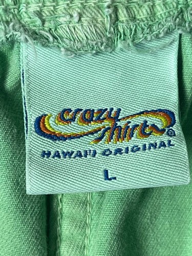 Crazy Shirts Hawaii Mens Shorts Large Aqua 100% Cotton Elastic Waist Made in USA - Picture 6 of 8
