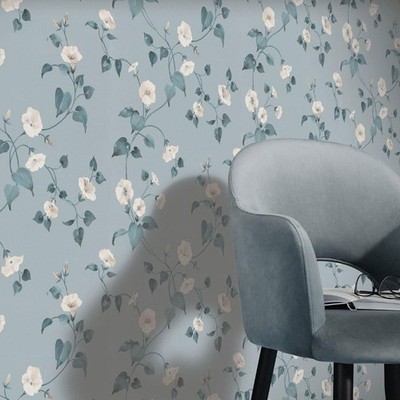 Duck Egg Blumen Blau Tapetenkleister Das Papier Abwaschbar Wohnsitz Nass Abnehmbar