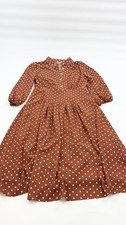 RIXO London Dress Womens Medium Brown Polka Dot Fit Flare Kate Middleton