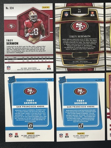 6 Card Football Lot Trey Sermon San Francisco 49ers Rookie RC, Optic, Mosaic & + - Picture 5 of 6