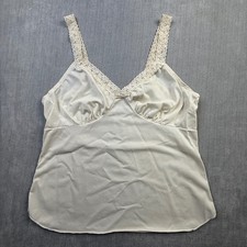 Shadowline Vintage Ivory Lace Trim Camisole Top Size 38 Cream Nylon 22014