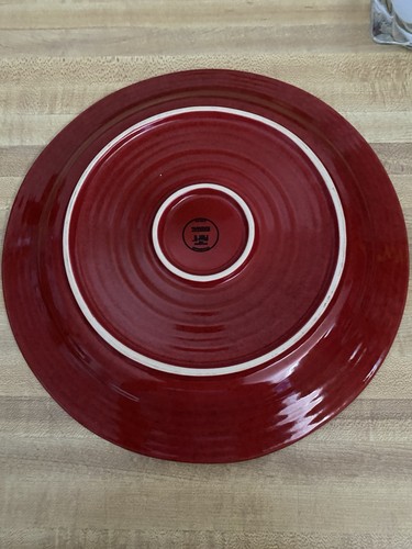 Preowned Pier 1 Burgundy Lot of Two 11 inch Plates + One Paprika Pier 1 Bowl - Picture 10 of 11