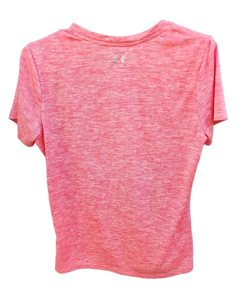 UNDER ARMOUR Mujer Cuello en V Heat Gear Talla Mediana Manga Corta Rosa/Blanco Foto 2 de 4
