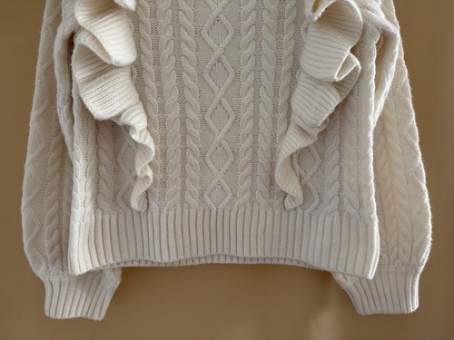 Janie and Jack Pullover mit Rüschen und Zopfmuster Gr. 8 weiß - Bild 5 von 12