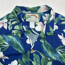 Paradise Found Vintage Men's XL Floral Short Sleeve Wood Button Hawaiian Shirt