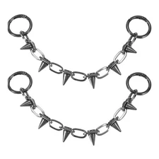 2Pcs Goth Rivet Shoe Chains, Cool Metal Punk Rivets Cone Spike Charms, Grey