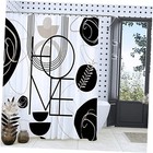 Black and White Geometric Fabric 72"W x 72"L (Pack of 1) Boho Modern Black