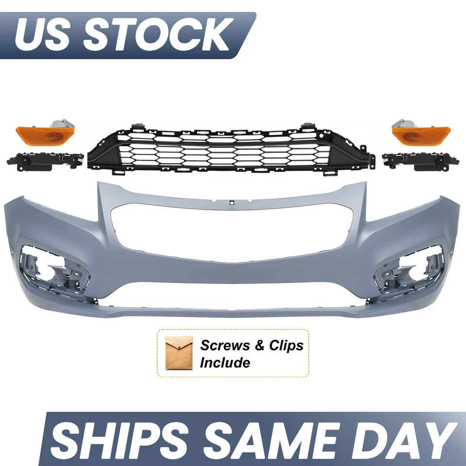 Front Bumper Cover Assembly Grille Kit For 2015 Chevy Cruze w/ Side Marker Light Foto 3 de 4
