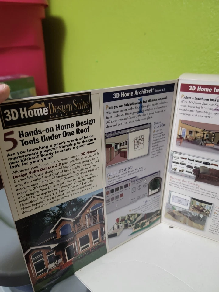 Broderbund NEW Sealed 3D HOME DESIGN SUITE Deluxe 3.0 CD-ROM Windows PC 1990s  - Image 2 of 4