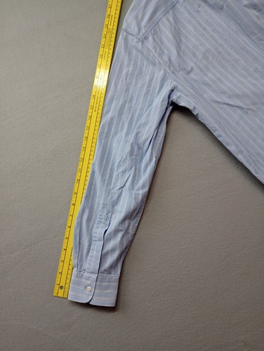 RM Williams Herren M Hemd mit Knopfleiste Blau Streifen Freizeit Formell Langarm - Bild 12 von 13
