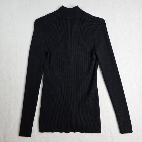 Boston Proper Damenpullover schwarz Rippstrick Viertelreißverschluss Stehkragen Pullover S - Bild 5 von 10