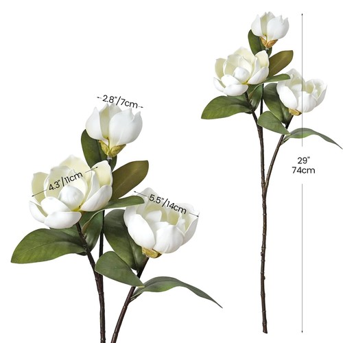 LIUCOGXI 4 Pcs Vintage 12 Heads Artificial Magnolia Flower Foam Long Stem Flo... - Picture 5 of 8