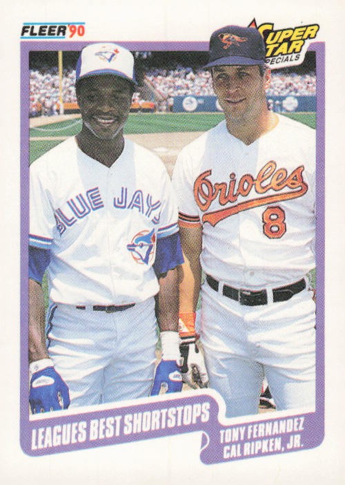 1990 Fleer #634 Leagues Best Shortstops (Tony Fernandez / Cal Ripken, Jr.)