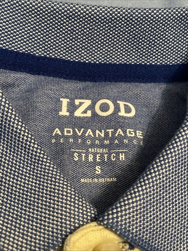 IZOD Youth Polo Stretch Shirt Short Sleeve Embroidery Logo Blue Stripe Sz Small - Picture 6 of 9