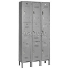3-Tier 9 Door Locker 12"Wx15"Dx24"H Gray Assembled