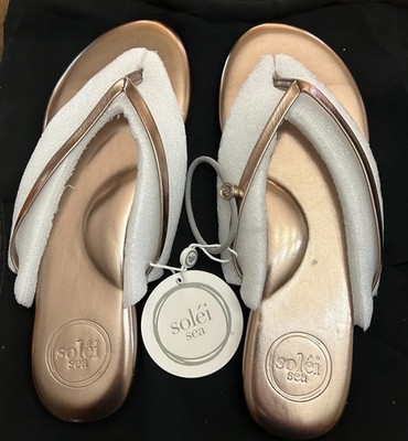 Solei Sea Sandals 100% Vegan Leather Recycled Outsole Size 8 Metallic Pewter