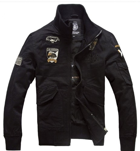 Army Men's MA-1 Bomber Jacket Military Pilot Flight Fly Outdoor Casual Work Coat - Picture 3 of 45