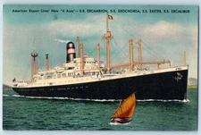 France Postcard American Export Lines New 4 Aces Steamers 1954 Vintage Posted