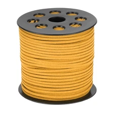 98 Yd x 2.6mm Flat Leather String Cord Faux Suede Cord Leather Strip Golden