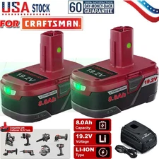 2Pack 8.0Ah for Craftsman 19.2V Lithium XCP Battery C3 DieHard 11375 /Charger