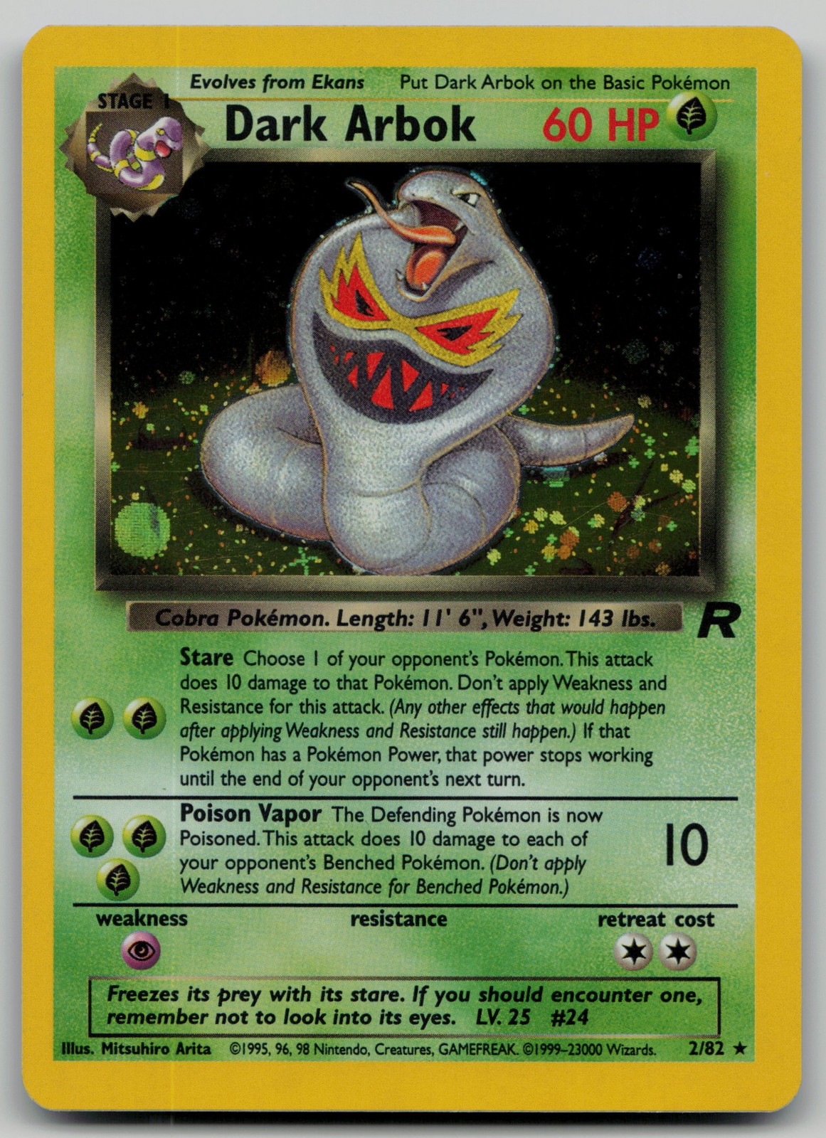 Dark Arbok Holo (19) Rare Team Rocket 19/82 NM