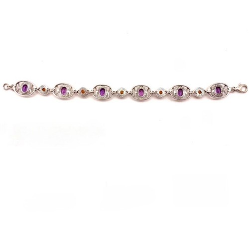 NICKY BUTLER 925 Sterling Silver Amethyst & Honey Topaz Designer NB Bracelet NWT - Picture 22 of 24
