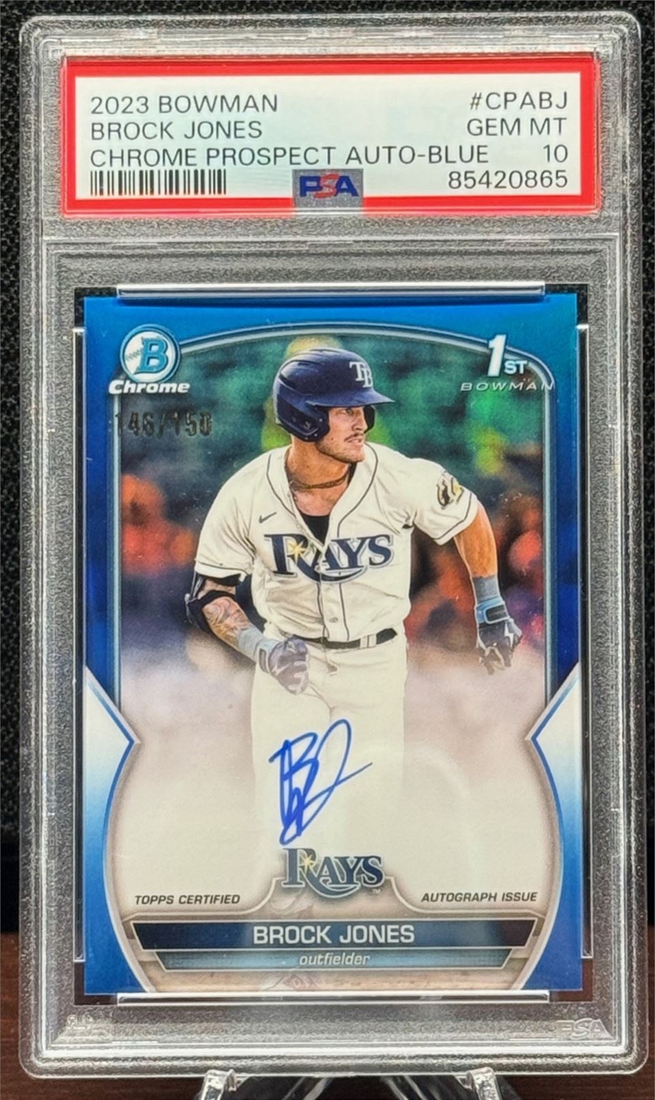 BROCK JONES 2023 Bowman Chrome Rookie Blue Refractor 1st RC Auto /150 PSA 10