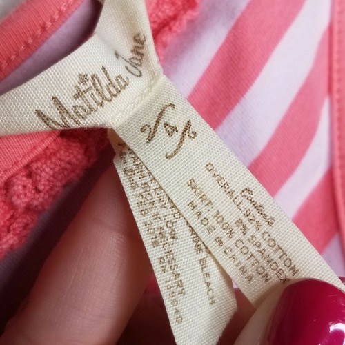 Matilda Jane Size 4 Camp MJC Work of Heart Dress Pink Blue Ruffle Chevron #2085 - Picture 6 of 6