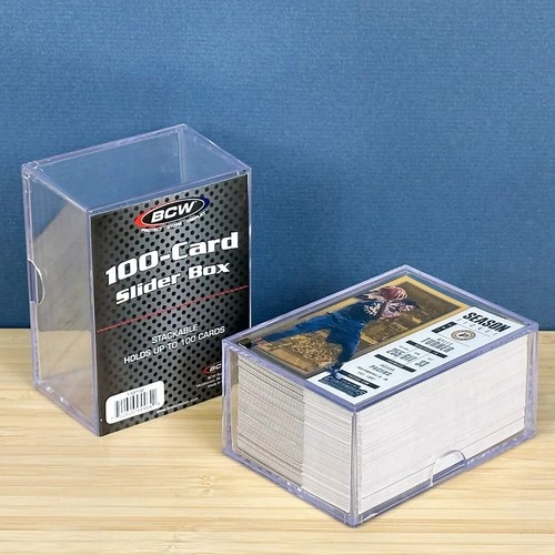 (2) BCW 2-piece Slider Box 100ct Clear Trading Cards Storage Holder - Picture 3 of 11