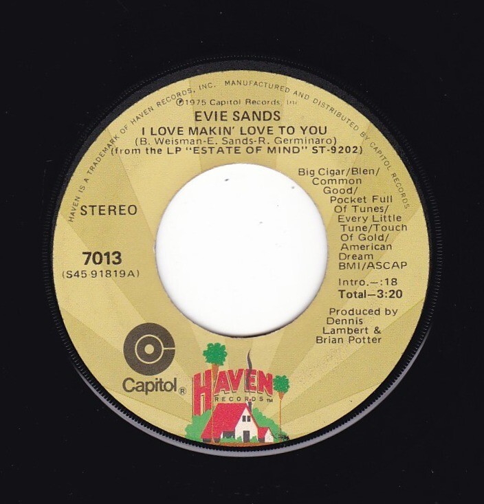 Evie Sands - I Love Makin' Love To You - 7" 45 RPM Single 1975
