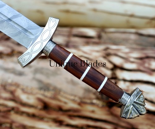 Sword! Viking Survival, Handmade 36.6-INCH Damascus Steel with Blood Groove - Picture 5 of 8