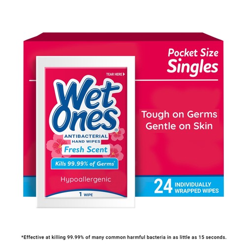 Antibacterial Hand Wipes, Fresh Scent, 24 Ct Singles 6 Pack, 144 Total Wipes - Picture 5 of 7