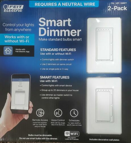 Feit Electric, 2 Pk Wi-Fi Smart Light Dimmer  - Picture 4 of 5