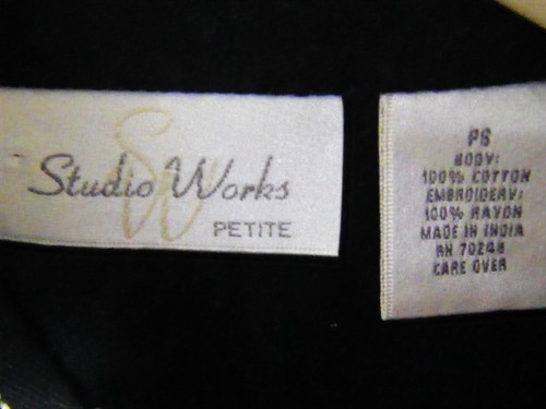 STUDIO WORKS WOMENS PETITE SMALL BUTTON DOWN EMBROIDERED JACKET TOP COAT - Picture 5 of 7