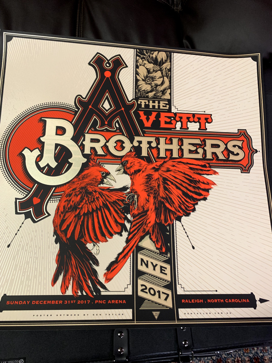 Avett Brothers Concert Poster Raleigh NC NYE 2017 #436/500 Ken Taylor AE  Flaw* | eBay