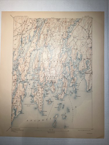 1911 USGS topo map Boothbay Harbor Quadrangle Maine Southport  Newcastle - Picture 1 of 8