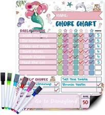 Mermaid Chore Chart, Magnetic Reward Chart for Kids Good Behavior Cultivation