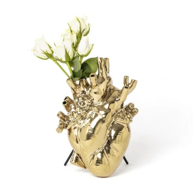 SELETTI vaso a forma di cuore LOVE IN BLOOM GOLD oro By Marcantonio