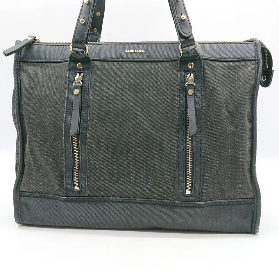 Bolso de Negocios DIESEL Bolso de Mano Maletín Cuero de Lona Negro Hecho en China Foto 3 de 4