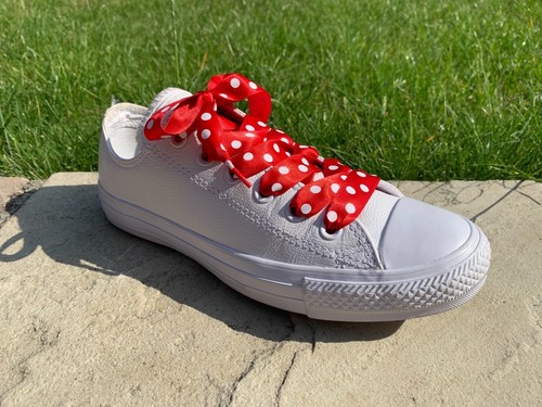 White Coloured Ribbon Shoelaces Laces 4 Lo Hi Top Blinged Crystal Trainers Pumps - Picture 39 of 73