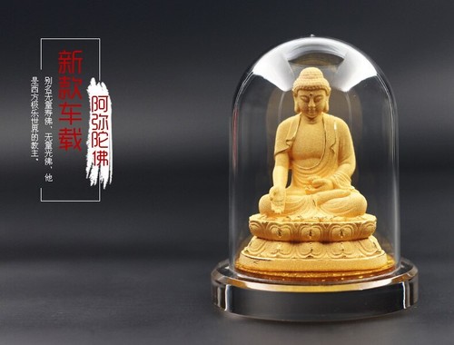 3.7" Buddhism Automobile Golden Shakyamuni Tathagata Buddha Statue Ornaments - Picture 3 of 11