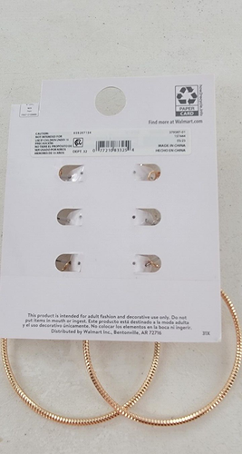 Time And Tru Large Hoop Earrings 3 Pairs Gold & Silver Tone BNIB - Picture 2 of 2