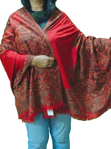 Mantón de oración rojo floral de diseñador de lana afgano cachemira muebles manta 80" - Imagen 1 de 4