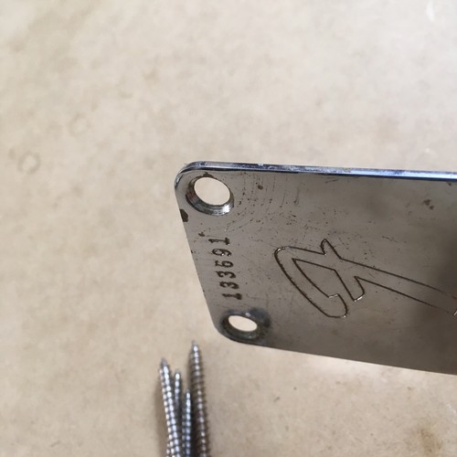 Vintage Fender Neck Plate 1966 Real Aged Chrome Fullerton Era Made in USA Rare - Picture 6 of 14