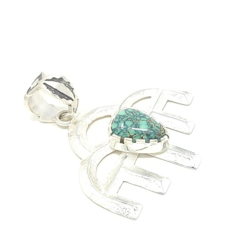 Tim Herrera Sterling Silver Cochiti Pueblo Raincloud Pendant Peacock Variscite - Picture 3 of 8