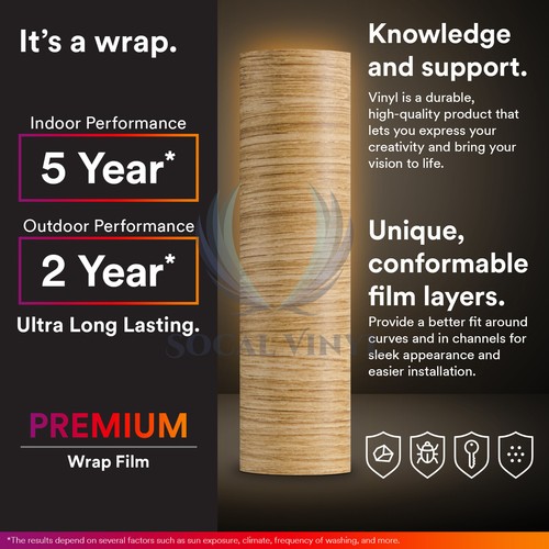 Matte 48" Wood Grain Vinyl Wrap Sticker Decal Car Home Kitchen Decoration DIY - Picture 2 of 140