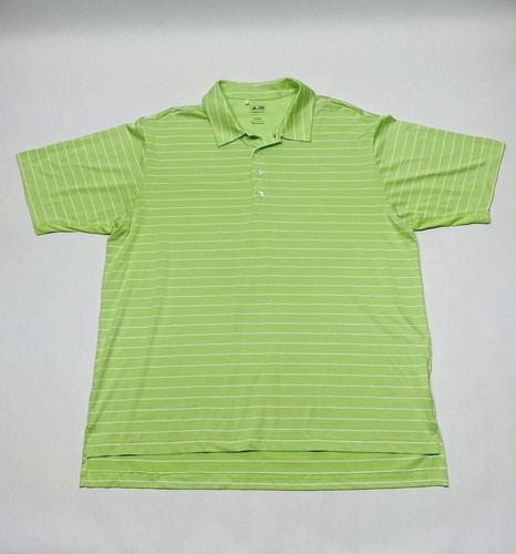 Adidas Climacool Golf Polo limettengrün gestreift Herren Large Kurzarm Activewear