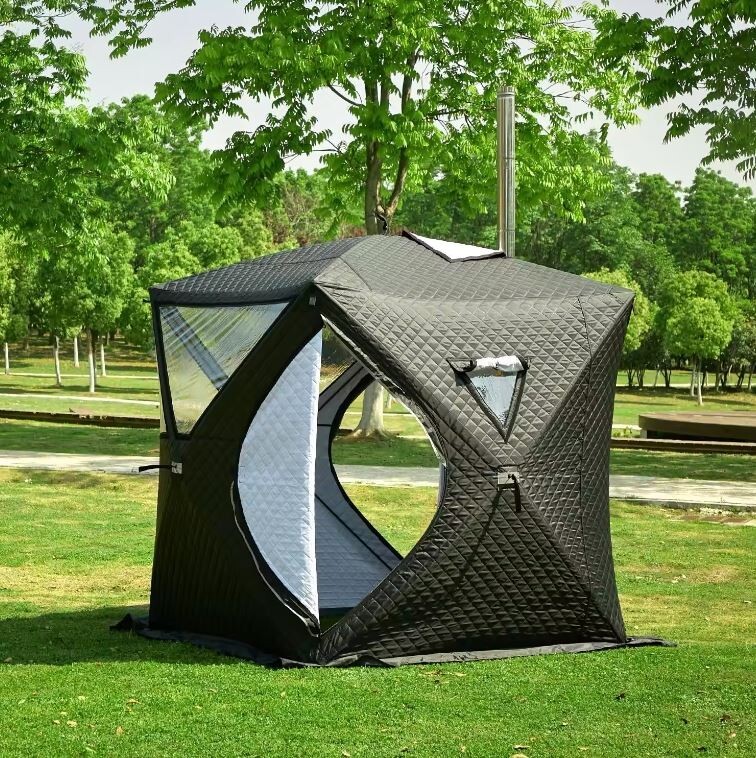 Sauna Portátil De Madera Para Exterior Con Estufa De Piedra/Chimenea